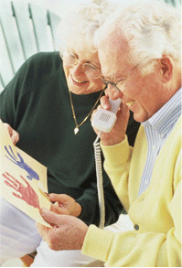 Man and woman on phone